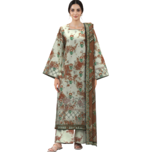 3 PIECE - DIGITAL PRINTED EMBROIDERED DOBBY SUIT