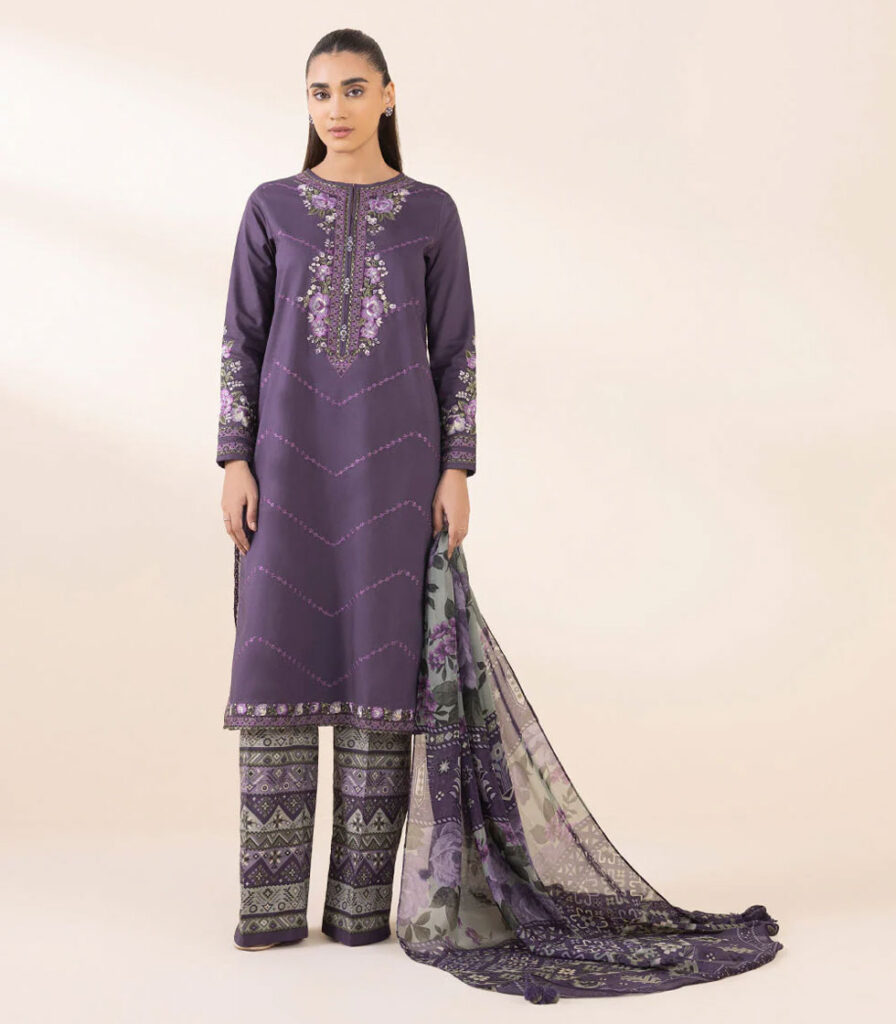 3 PIECE - EMBROIDERED COTTON SUIT