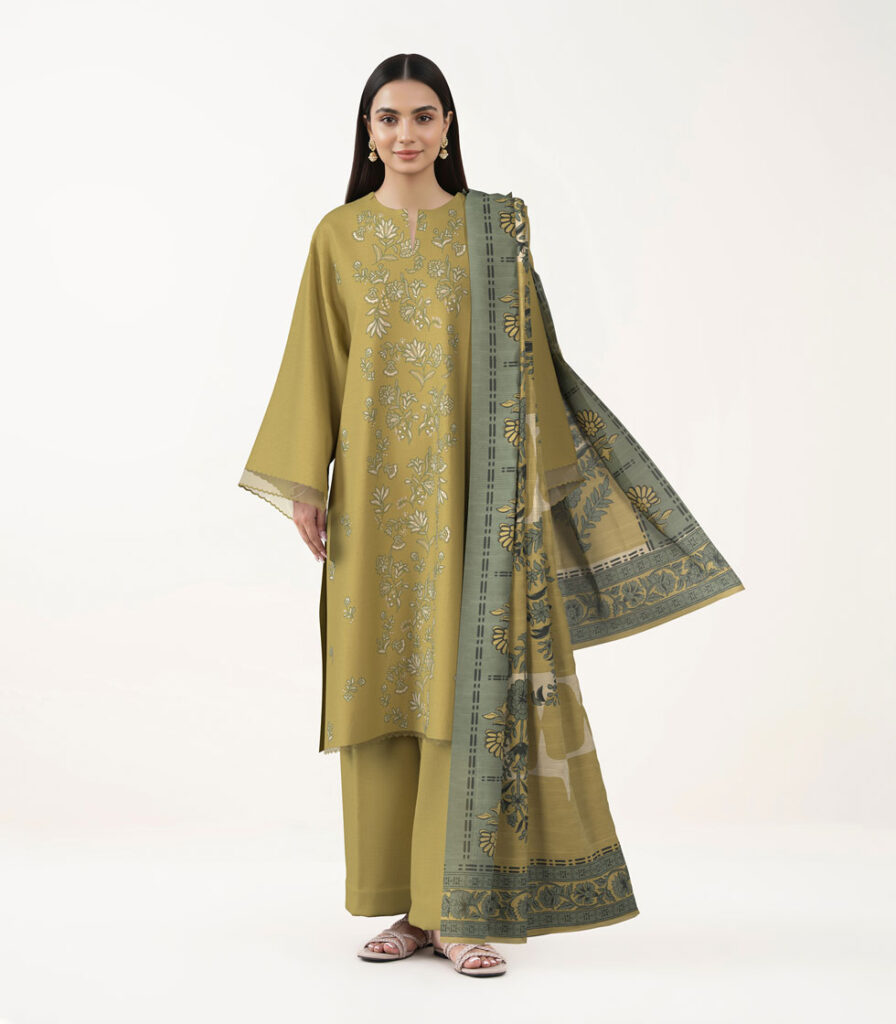 3 PIECE - EMBROIDERED COTTON SUIT