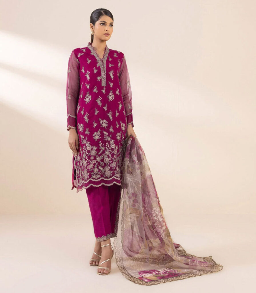3 PIECE - EMBROIDERED ORGANZA SUIT