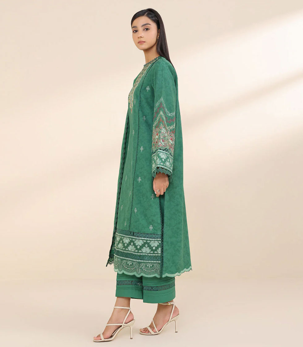 3 PIECE – EMBROIDERED COTTON JACQUARD SUIT - Image 2