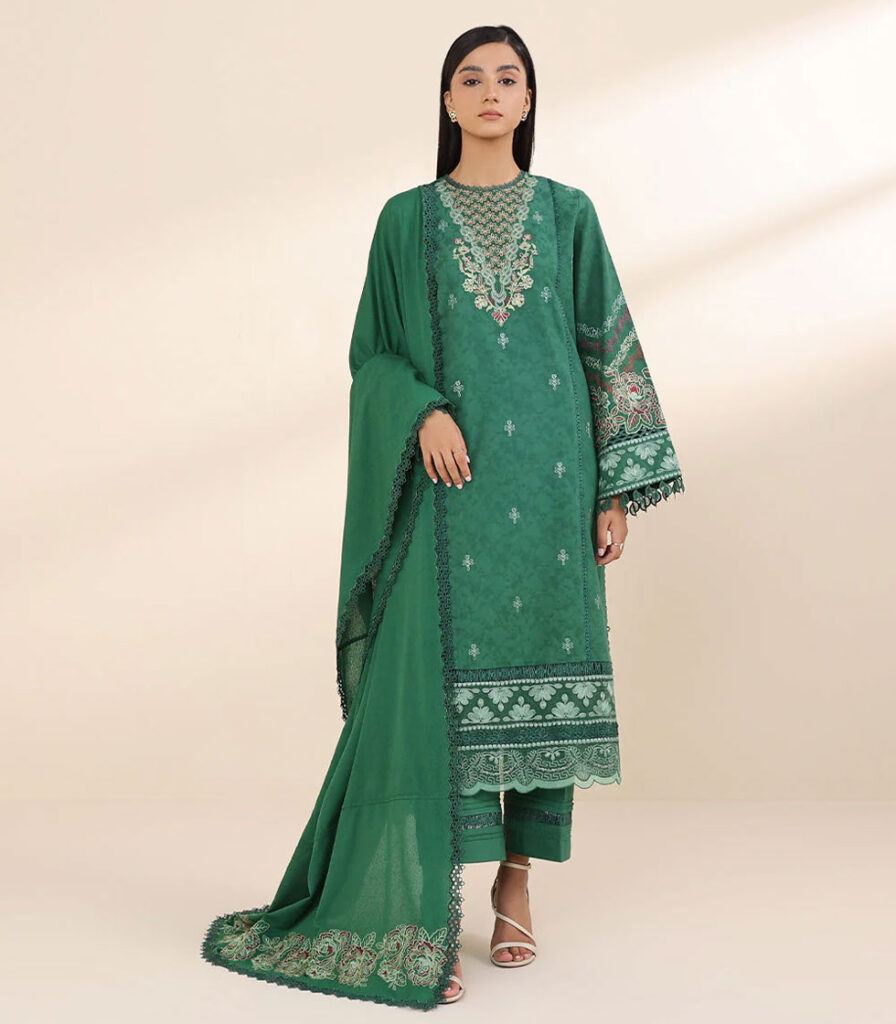 3 PIECE – EMBROIDERED COTTON JACQUARD SUIT