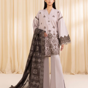 3 PIECE – EMBROIDERED COTTON SATIN SUIT
